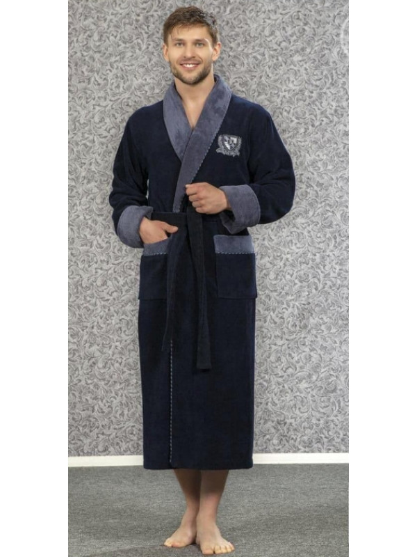 Халат мужской nusa хлопок/бамбук модель 1140-1    синий, m