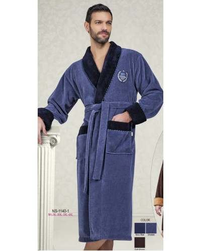 Халат мужской nusa хлопок/бамбук модель 1140-1    серо-синий,  xxl