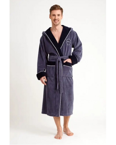 Халат мужской nusa хлопок/бамбук модель 7160    серый, xxxl