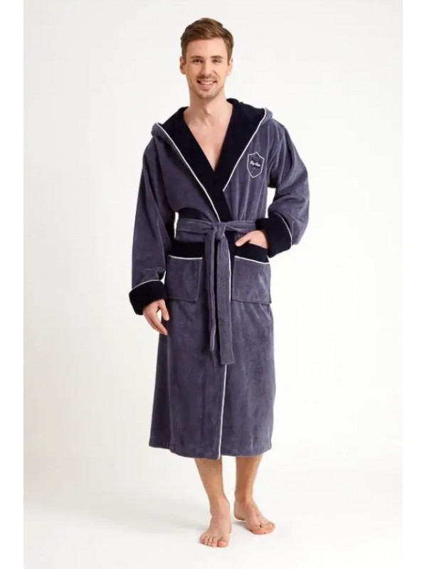 Халат мужской nusa хлопок/бамбук модель 7160    серый, m