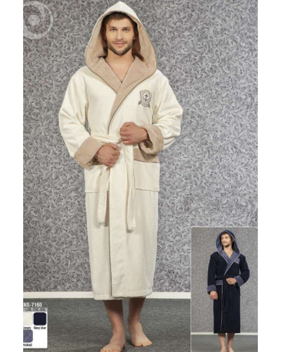 Халат мужской nusa хлопок/бамбук модель 7160    кремовый, xxl