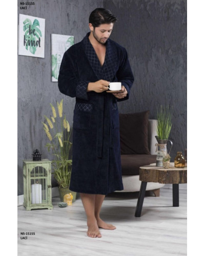 Халат мужской nusa хлопок/бамбук модель 15155    синий, L/xl