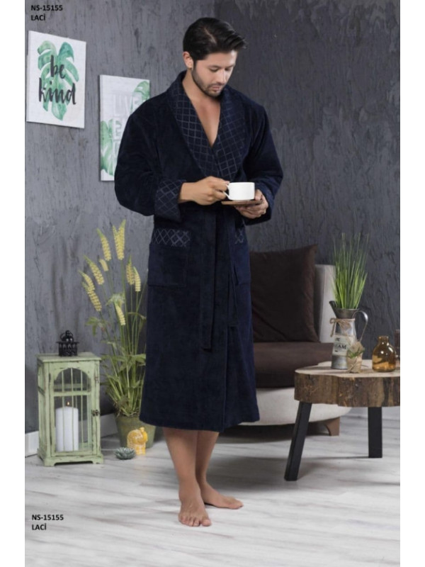Халат мужской nusa хлопок/бамбук модель 15155    синий, L/xl