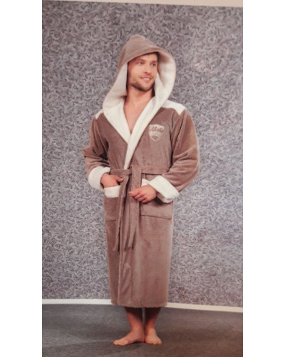 Халат мужской nusa хлопок/бамбук модель 2810    бежевый, xxxl