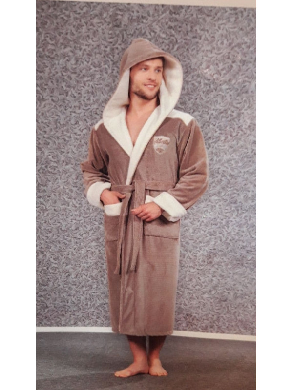 Халат мужской nusa хлопок/бамбук модель 2810    бежевый, xxl
