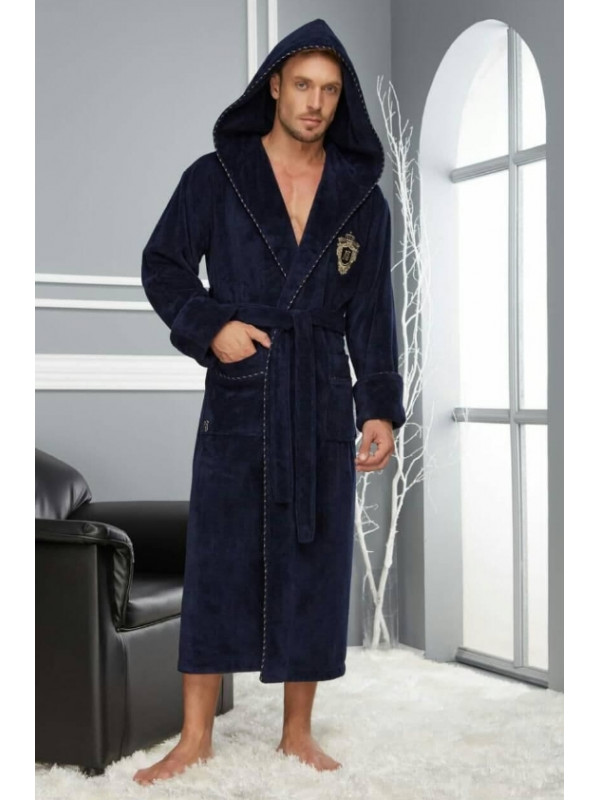 Халат мужской nusa хлопок/бамбук модель 2955   синий, L/xl