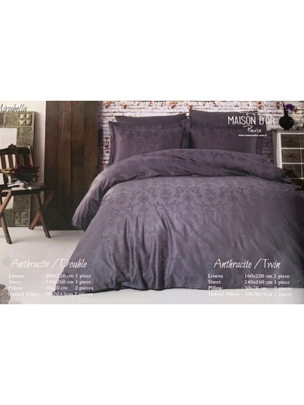 Постельное белье Maison D'or Mirabella antrasit жаккард сатин евро
