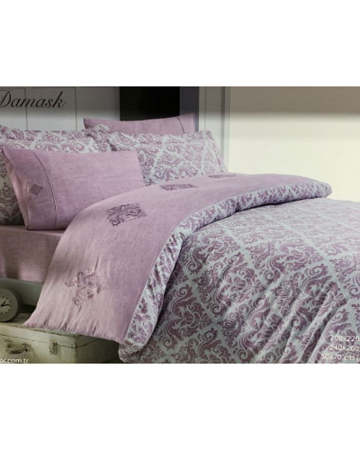 Постельное белье Maison D'or New Damask lilac люкссатин с вышивкой евро