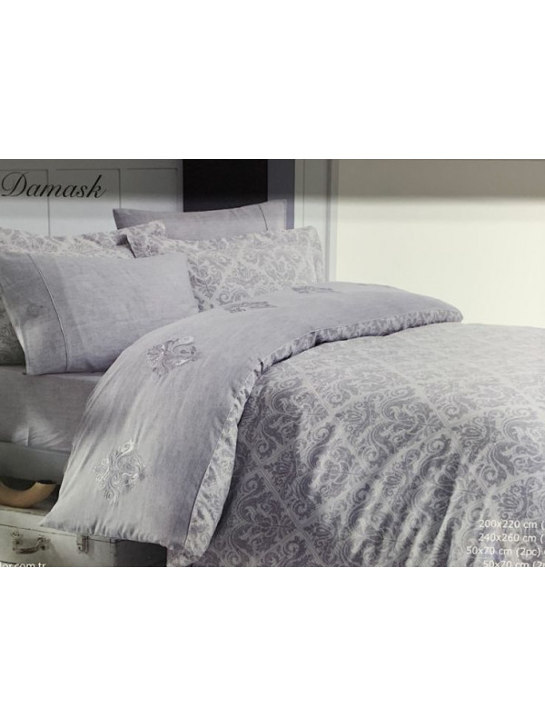 Постельное белье Maison D'or сатин делюкс New Damask Grey евро Цвета: серый