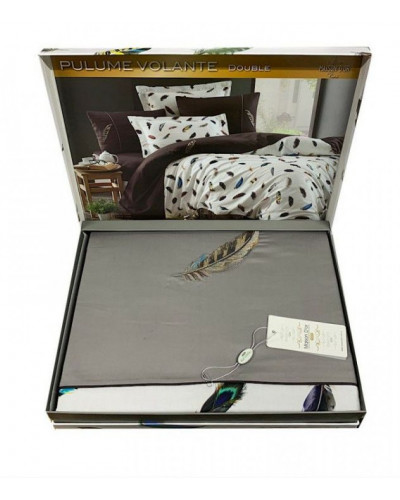 Постельное белье Maison D'or Pulume Volante grey люкссатин с вышивкой евро