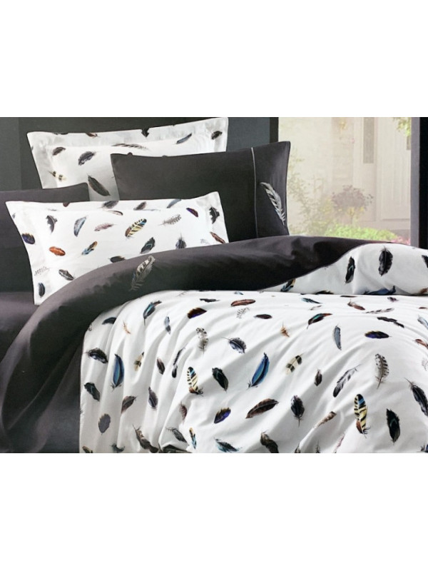 Постельное белье Maison D'or сатин делюкс Plum Volante Antrhacit семейный Цвета: темно серый