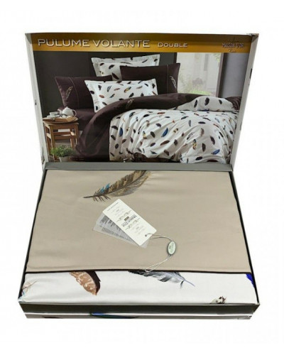 Постельное белье Maison D'or сатин делюкс Plum Volante Beige семейный Цвета: бежевый