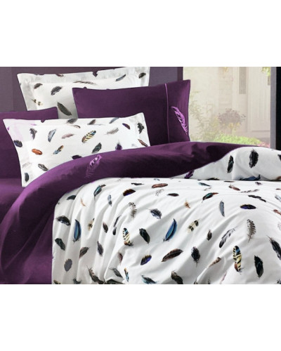 Постельное белье Maison D'or сатин делюкс Plum Volante Dark Lilac семейное Цвета: фиолетовый