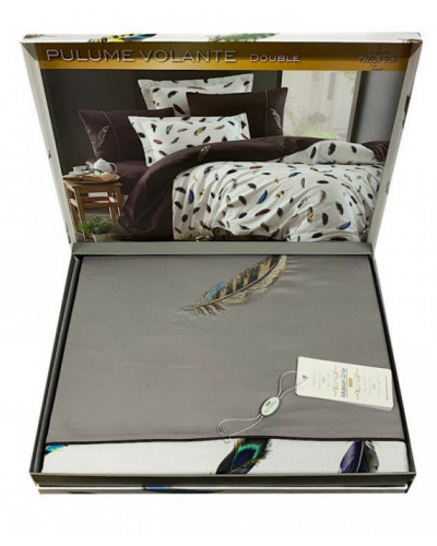 Постельное белье Maison D'or сатин делюкс Plum Volante Grey семейный Цвета: серый