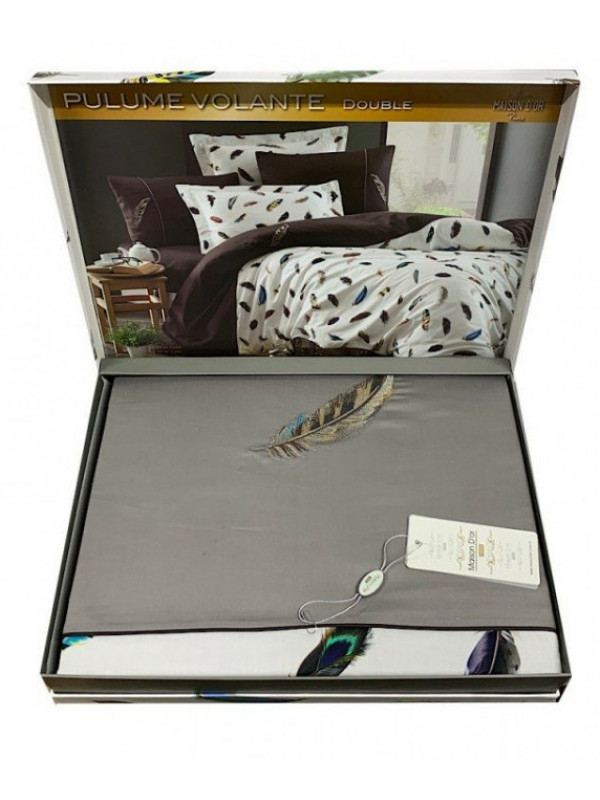 Постельное белье Maison D'or сатин делюкс Plum Volante Grey семейный Цвета: серый