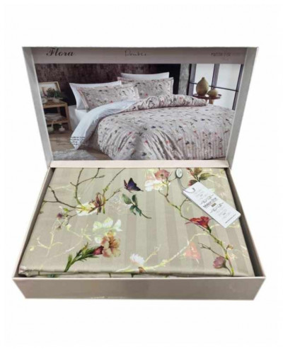 Постельное белье Maison D'or сатин (100%хлопок) FLORA евро Цвета: бежевый