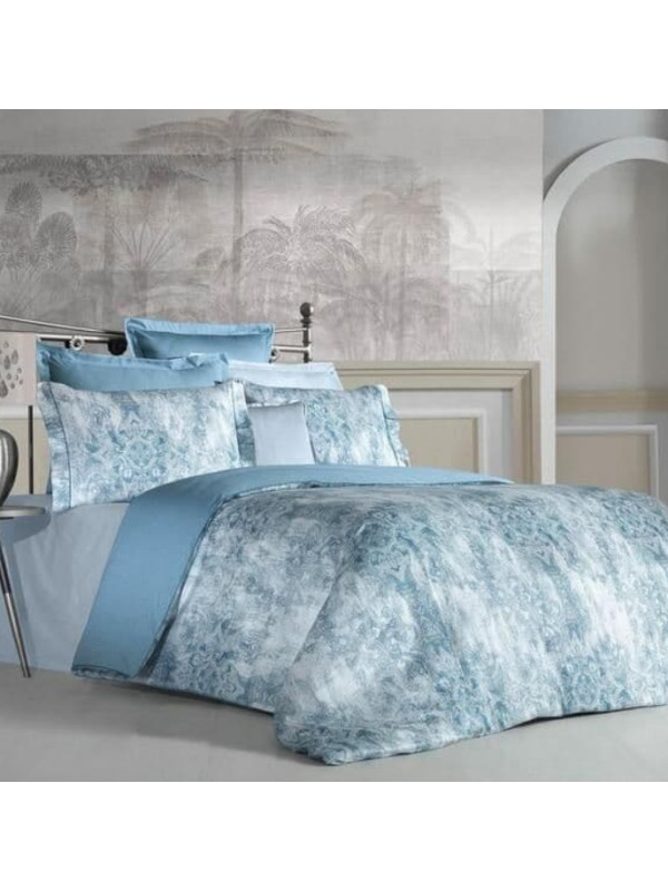 Постільна білизна Sarev Tripoli v3 mavi сатин делюкс 300ТС євро