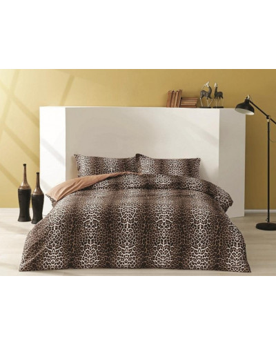 Постельное белье Tac Leopard kahve сатин евро