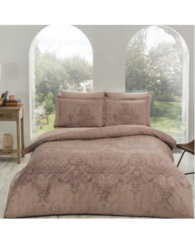 Постельное белье Tac Romanie kahve сатин Deluxe евро