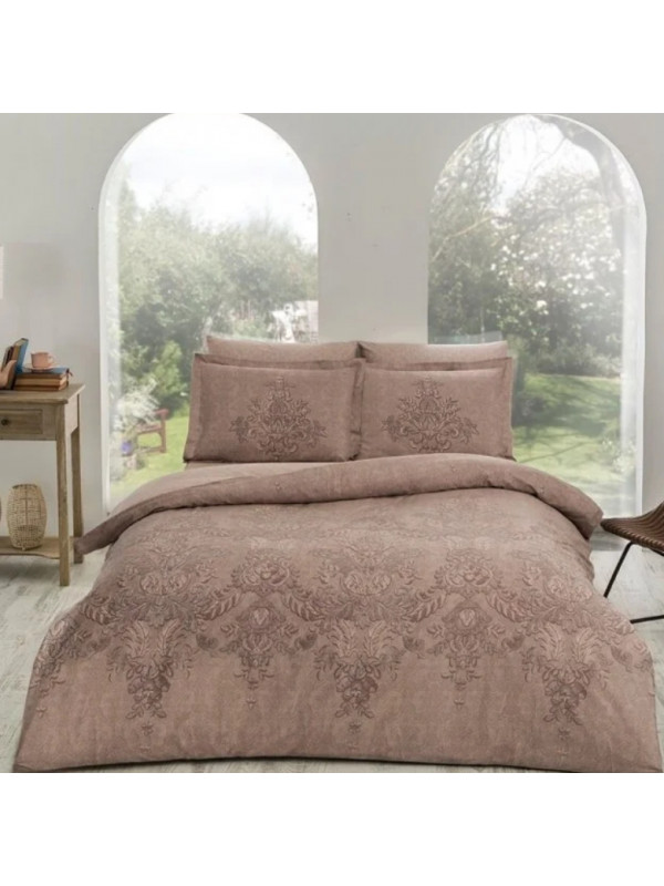 Постельное белье Tac Romanie kahve сатин Deluxe евро