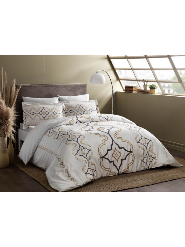 Постельное белье Tac сатин делюкс (100%хлопок)  Ginza gold Цвета: белый