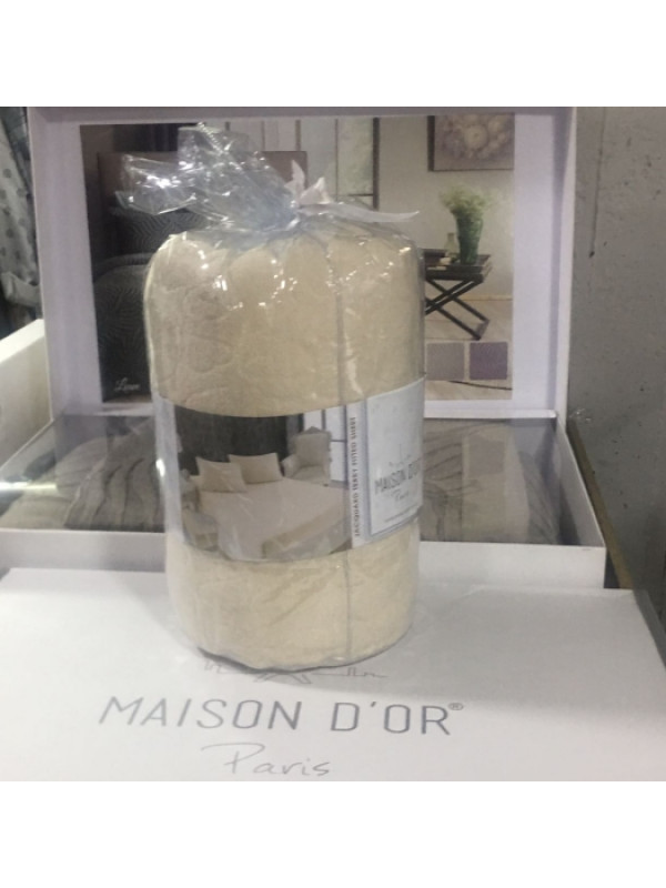 Простынь Maison D'or beige махровая на резинке 180x200 + наволочки 2-50x70