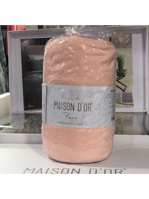 Простынь Maison D'or apricot махровая на резинке 180x200 + наволочки 2-50x70