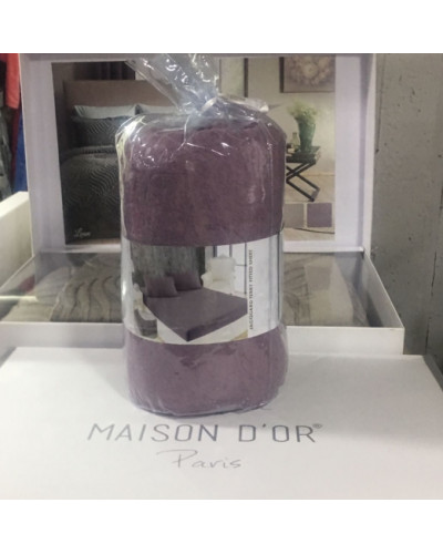 Простынь Maison D'or lilac махровая на резинке 180x200 + наволочки 2-50x70
