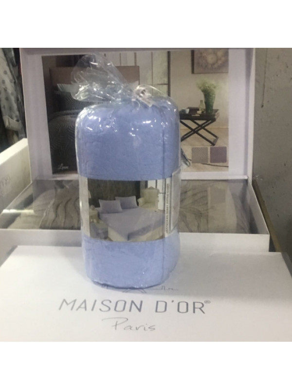Простынь Maison D'or blue махровая на резинке 180x200 + наволочки 2-50x70