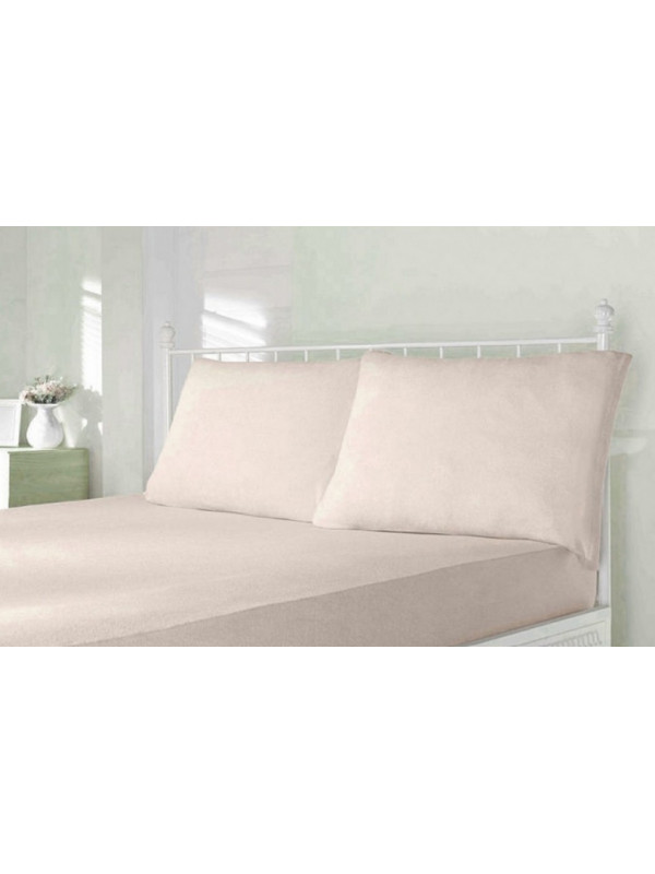 Простынь Maison D'or beige трикотажная на резинке 180x200 + наволочки 2-50x70