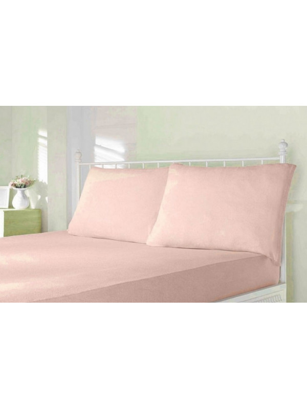 Простынь Maison D'or apricot трикотажная на резинке 180x200 + наволочки 2-50x70