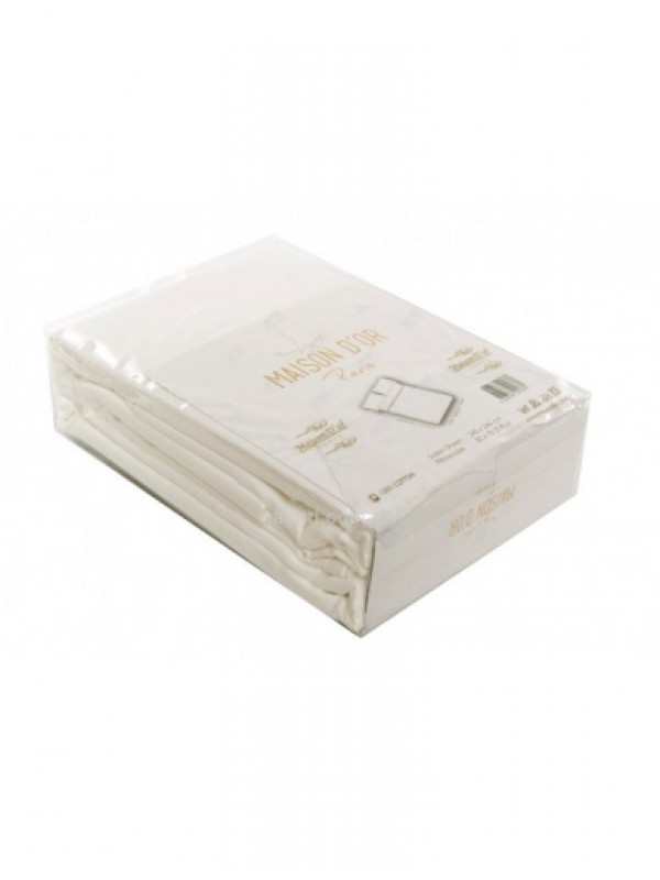 Простынь сатиновая Maison D'or ecru 240x260 + наволочки 2-50x70