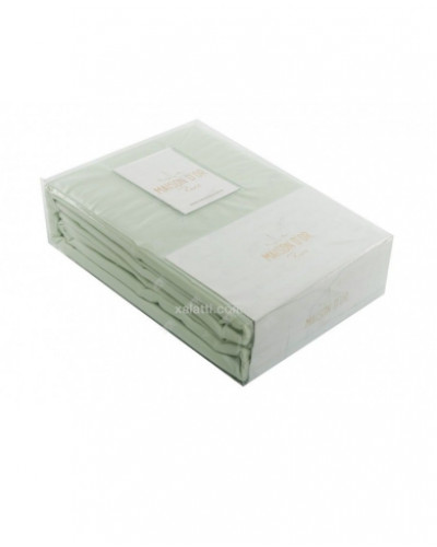 Простынь сатиновая Maison D'or green 240x260 + наволочки 2-50x70