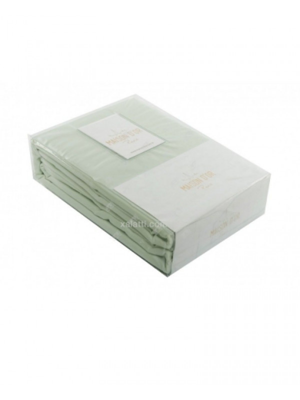 Простынь сатиновая Maison D'or green 240x260 + наволочки 2-50x70