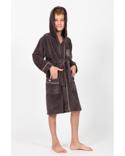 Детский халат для мальчика Nusa хлопок/бамбук, 11-12 лет, на рост 146-152,   коричневый