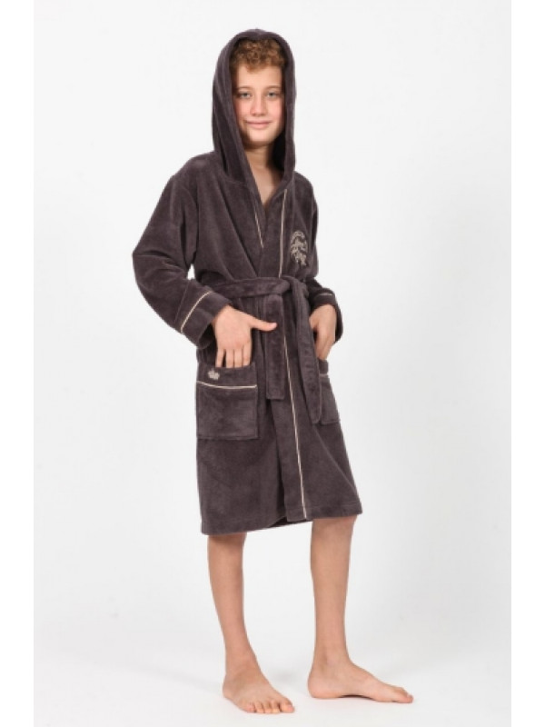 Детский халат для мальчика Nusa хлопок/бамбук, 13-14 лет, на рост 152-158,   коричневый
