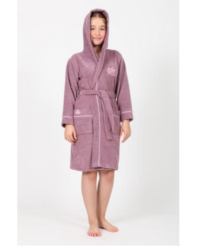Детский халат для девочки Nusa хлопок/бамбук, 9-10 лет, рост 134-140,   лиловый