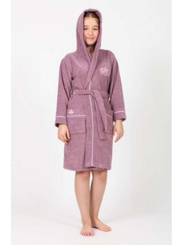 Детский халат для девочки Nusa хлопок/бамбук,  11-12 лет, на рост 146-152,   лиловый