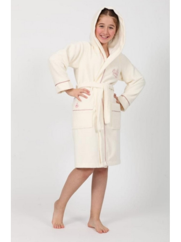 Детский халат для девочки Nusa хлопок/бамбук, 15-16 лет, на рост 158-164,   кремовый