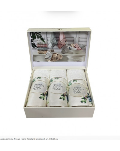 Кухонные полотенца Tivolyo Home Roseland k.beyaz 3-30x50