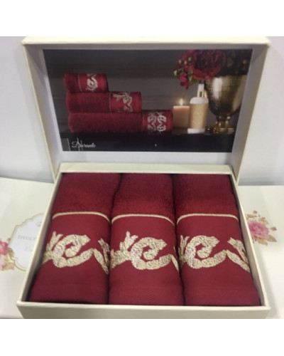 Кухонные полотенца Tivolyo Home Durante bordo , 3 предмета, махра (100 хлопок) Цвета: бордовый