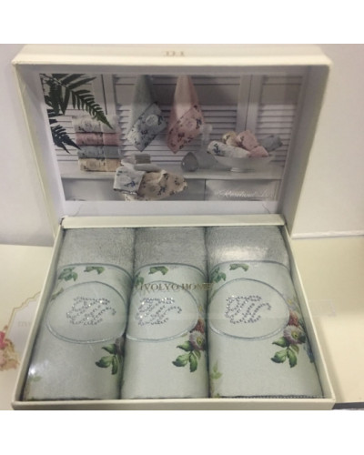 Кухонные полотенца Tivolyo Home Roseland lux mint , 3 предмета, махра (100 хлопок) Цвета: ментоловый