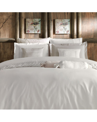 Постільна білизна Tivolyo Home Catena k.beyaz преміум сатин з вишивкою євро