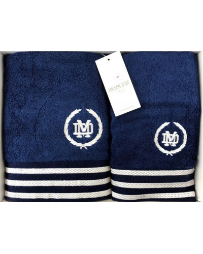 Набор полотенец Maison D'or Delon navy/white 30x50, 50x100, 70x140