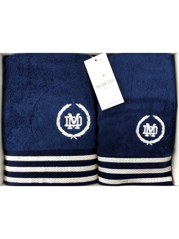 Набор полотенец Maison D'or Delon navy/white 30x50, 50x100, 70x140