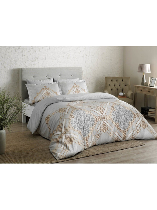 Постельное белье Tac сатин делюкс (100%хлопок) Delux - Neira kahve v02 Цвета: коричневый