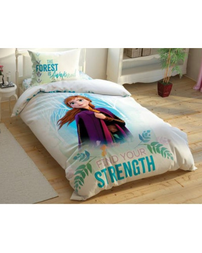 Подростковое постельное белье Tac Disney Frozen-2 Double Sided, двустороннее, ФЛЮОРИСЦЕНТНЫЙ РИСУНОК ранфорс полуторное
