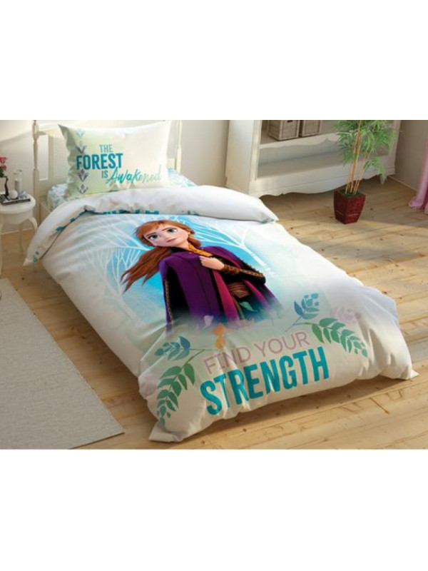 Подростковое постельное белье Tac Disney Frozen-2 Double Sided, двустороннее, ФЛЮОРИСЦЕНТНЫЙ РИСУНОК ранфорс полуторное