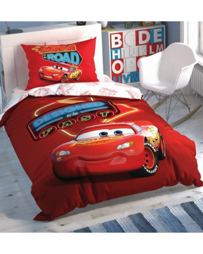 Подростковое постельное белье Tac Disney Cars Shine Road Glow ранфорс полуторное