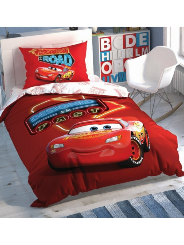 Подростковое постельное белье Tac Disney Cars Shine Road Glow ранфорс полуторное